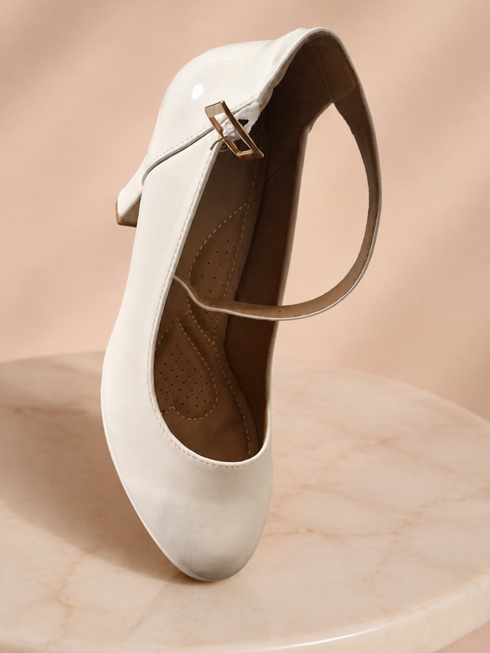 Classic White Ankle-Strap Pumps